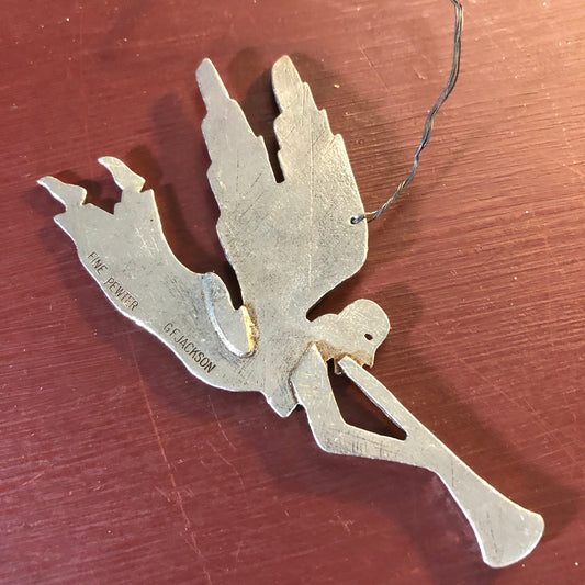 Fine Pewter Angel with Horn, by GF Jackson, Ornament