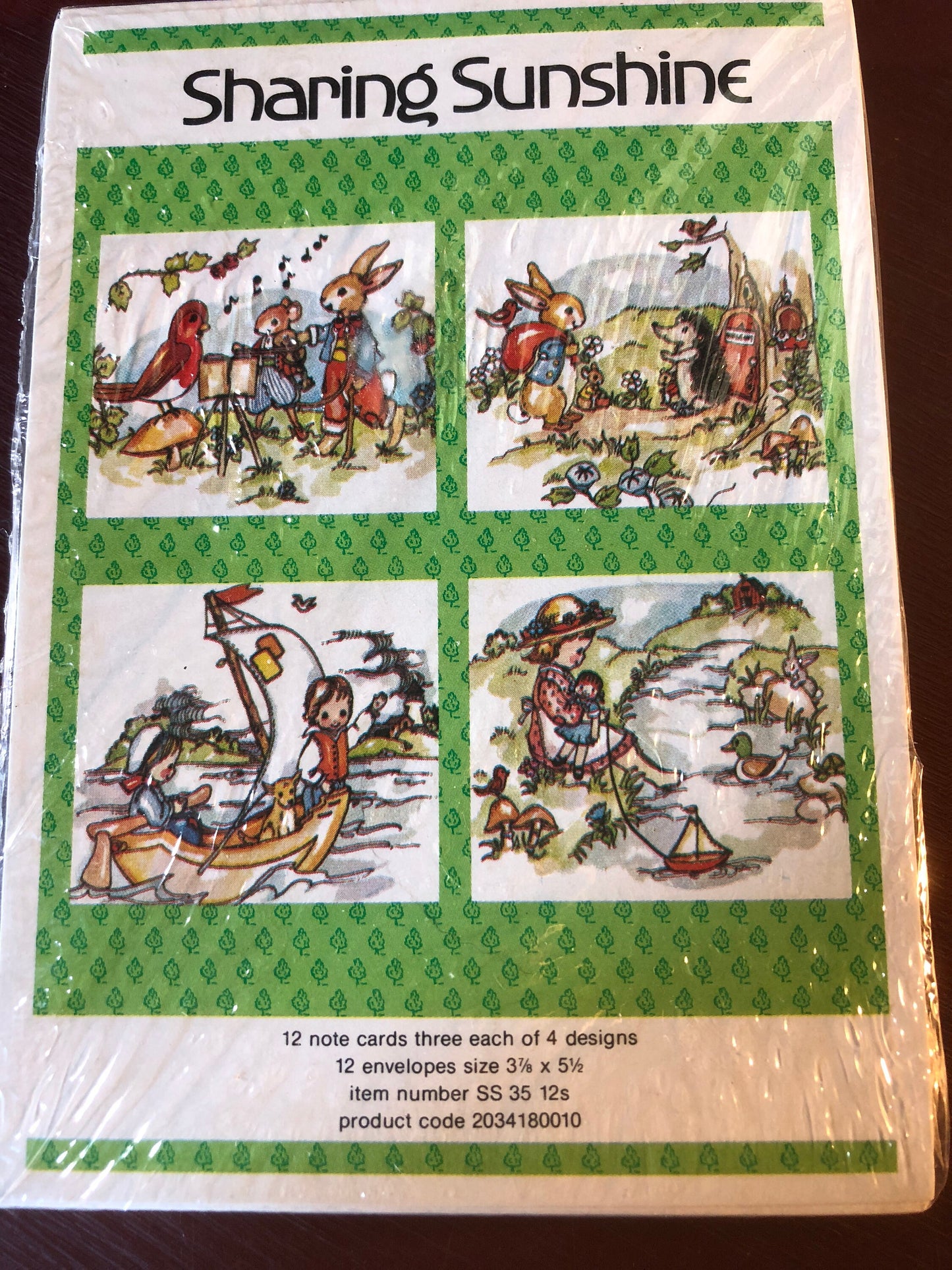 Sharing Sunshine, Vintage Collectible, Note Cards with Envelopes, 4 designs ,12 cards, 3 of each, with envelopes