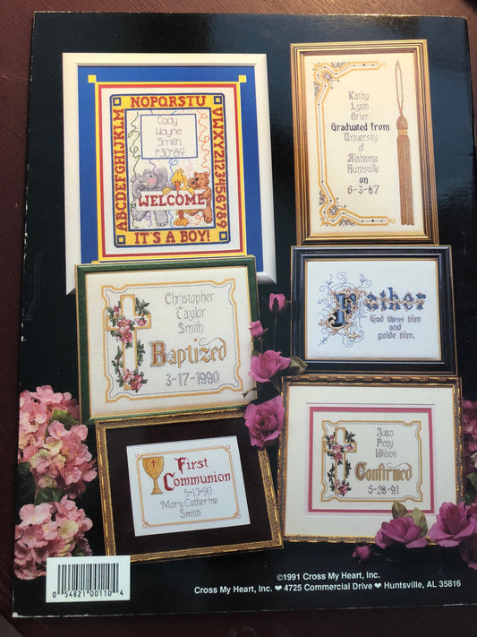 Cross My Heart, Tender Moments, Vintage 1991, Counted Cross Stitch Patterns