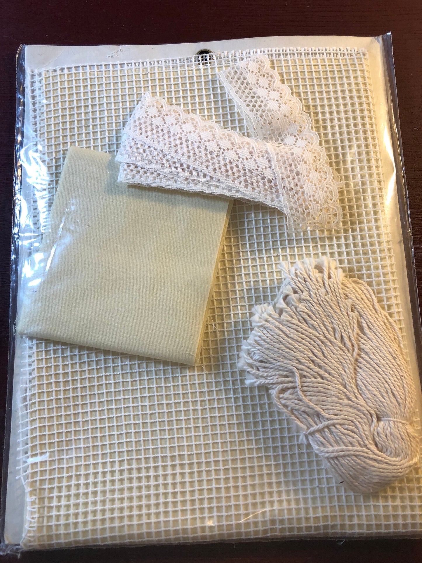 Vogart Crafts, American Beauty Rose, Vintage, Candlewicking Kit,Net Darning, 14 by 14 Inches