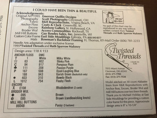 Listen Honey, Life's a Stitch!, I Could Have Been Thin & Beautiful, Twisted Threads, Vintage 1995, Counted, Cross Stitch Pattern