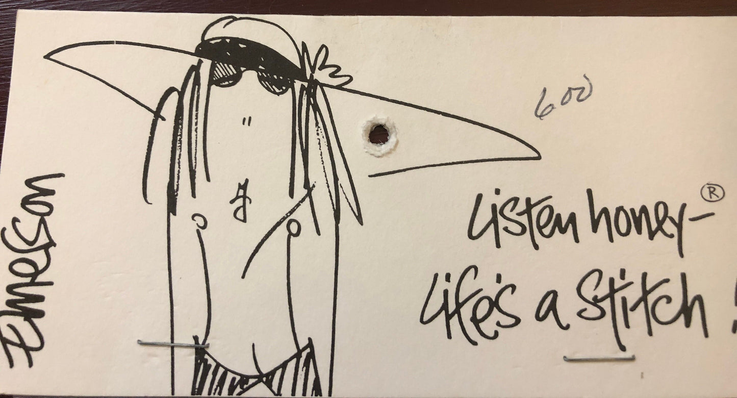 Listen Honey, Life's a Stitch!, Twisted Threads, Vintage 1993, Counted, Cross Stitch Pattern