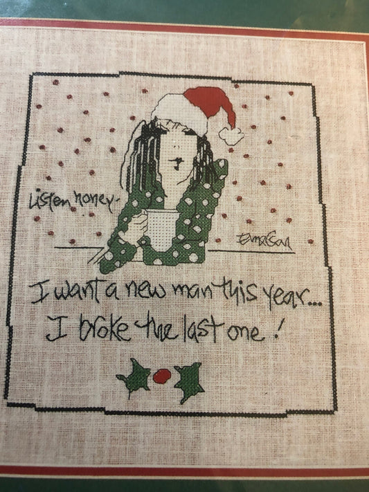 Listen Honey, Life's a Stitch!, I Want A New Man, Twisted Threads, Vintage 1994, Counted, Cross Stitch Pattern