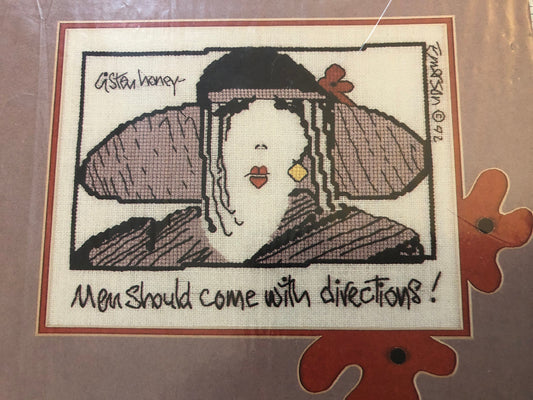 Listen Honey, Life's a Stitch!, Men Should Come With Directions !, Twisted Threads, Vintage 1993, Counted, Cross Stitch Pattern