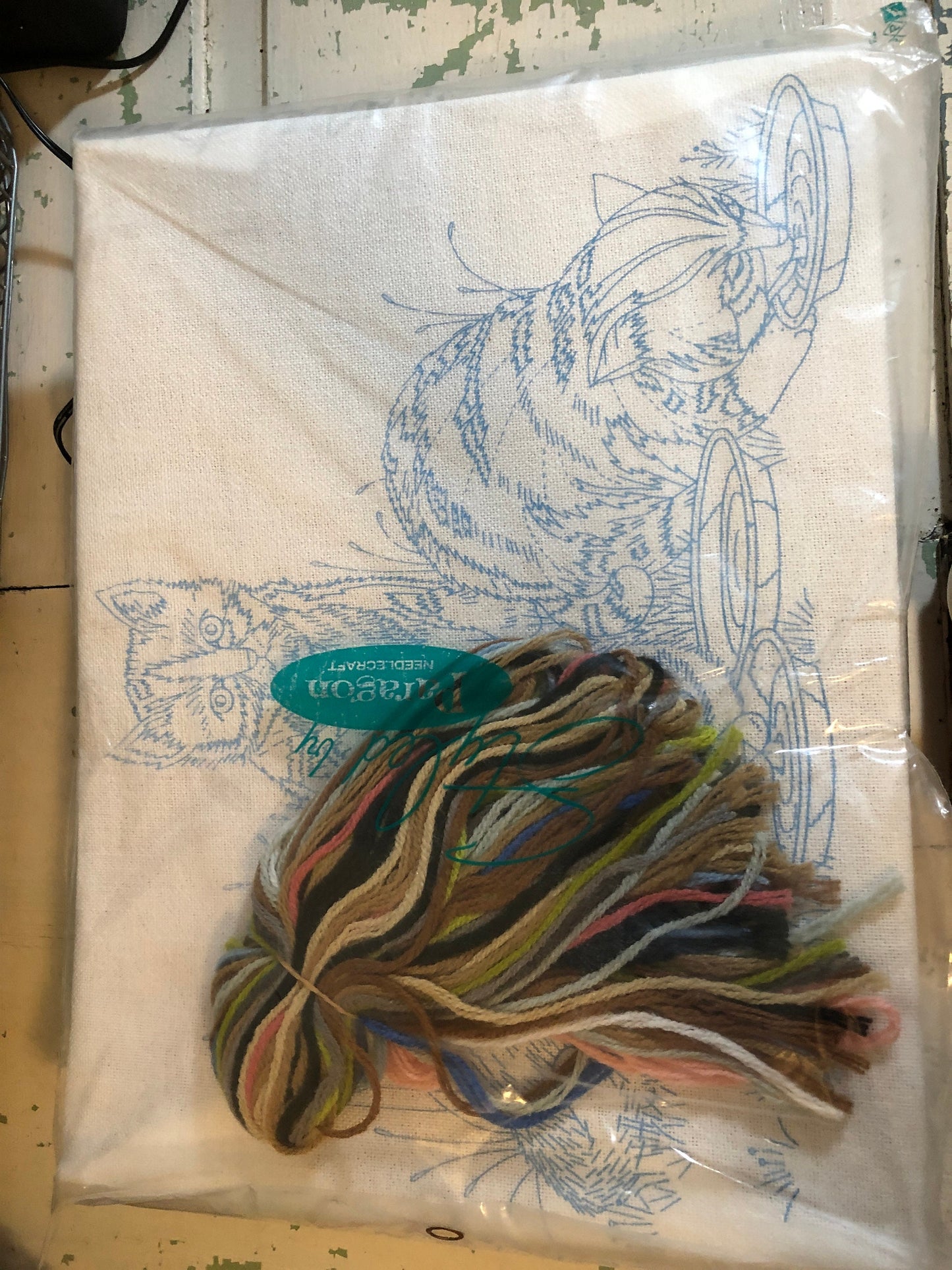 Paragon Needlecraft, Three's A Crowd, Vintage 1973, Crewel Stechery, Stamped Picture 18 by 22 Inches