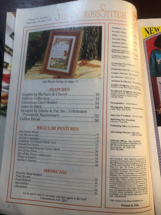 Just Cross Stitch Magazines 1993, October