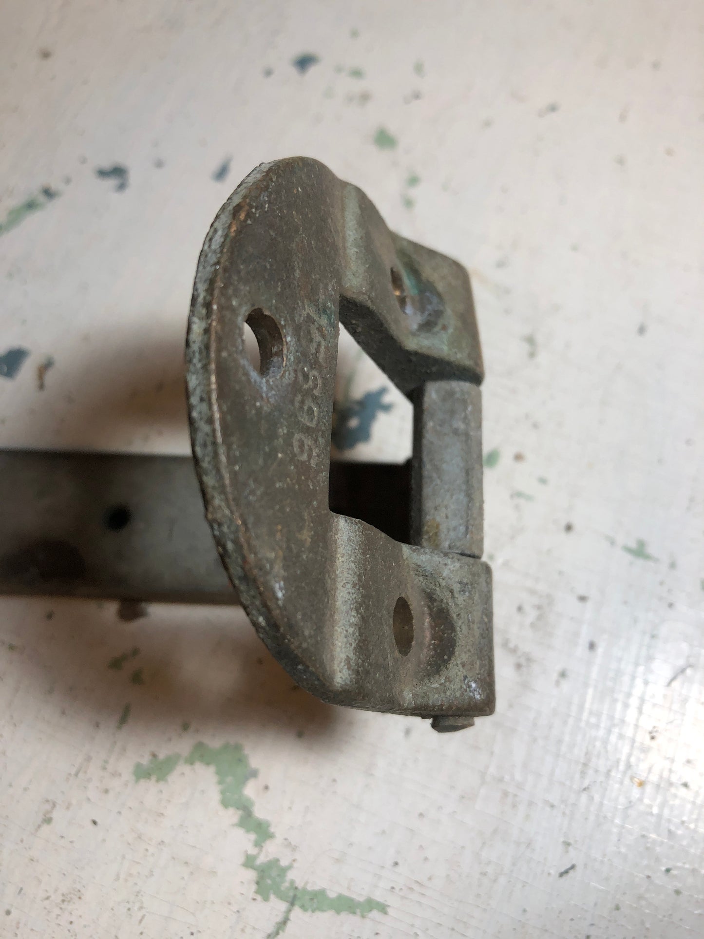 Heavy Duty Vintage Cast Iron Strap Hinge with Rounded Small end and 8 inch Long Strap End