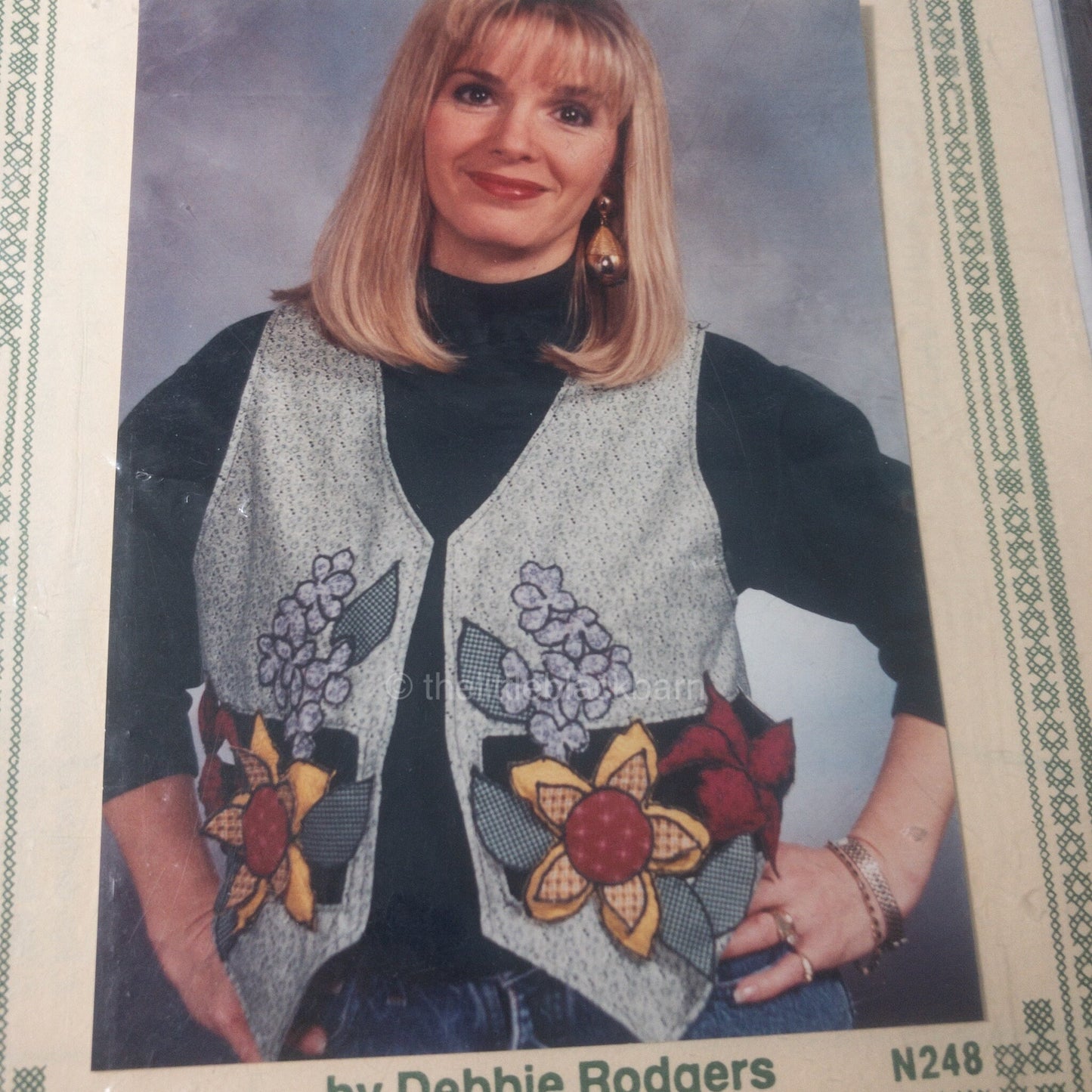 Puffed Floral Vest, by Debbie Rodgers, Vintage 1990, Easy Iron On Applique' Pattern, Vest Pattern*