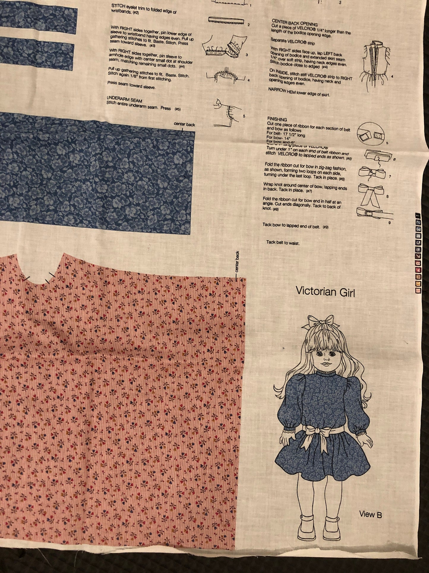 Victorian Girl, Ready to Sew/Assemble, Vintage Fabric Panel
