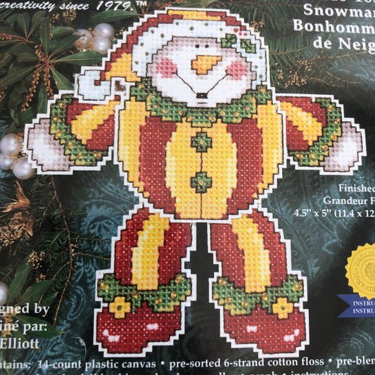 Snowman by Joan Elliott, Janlynn, Counted Cross Stitch Ornament Kit*