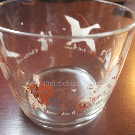 Ringneck Fowl Hunting Motif, Vintage Glass Bowl