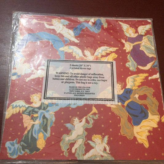 Avon, Vintage Festive 2 20 by 30 Inch Sheets of Gift Wrap & 4 Gift Tags Included