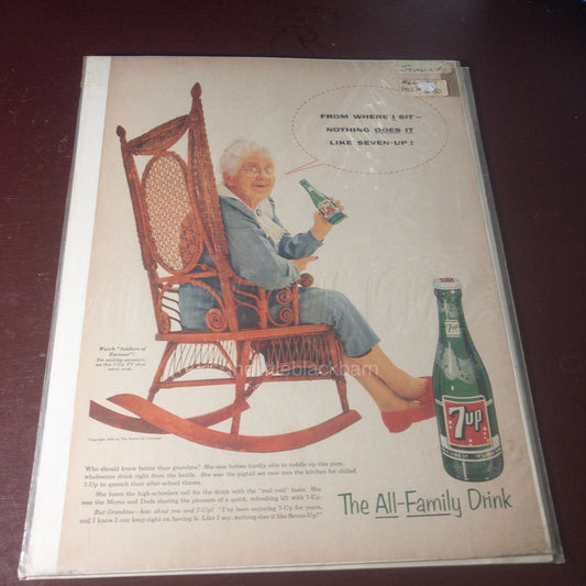 Nice Pair of Vintage 7UP Advertisements 1955 and 1957, Great Advertising Art Collectibles*
