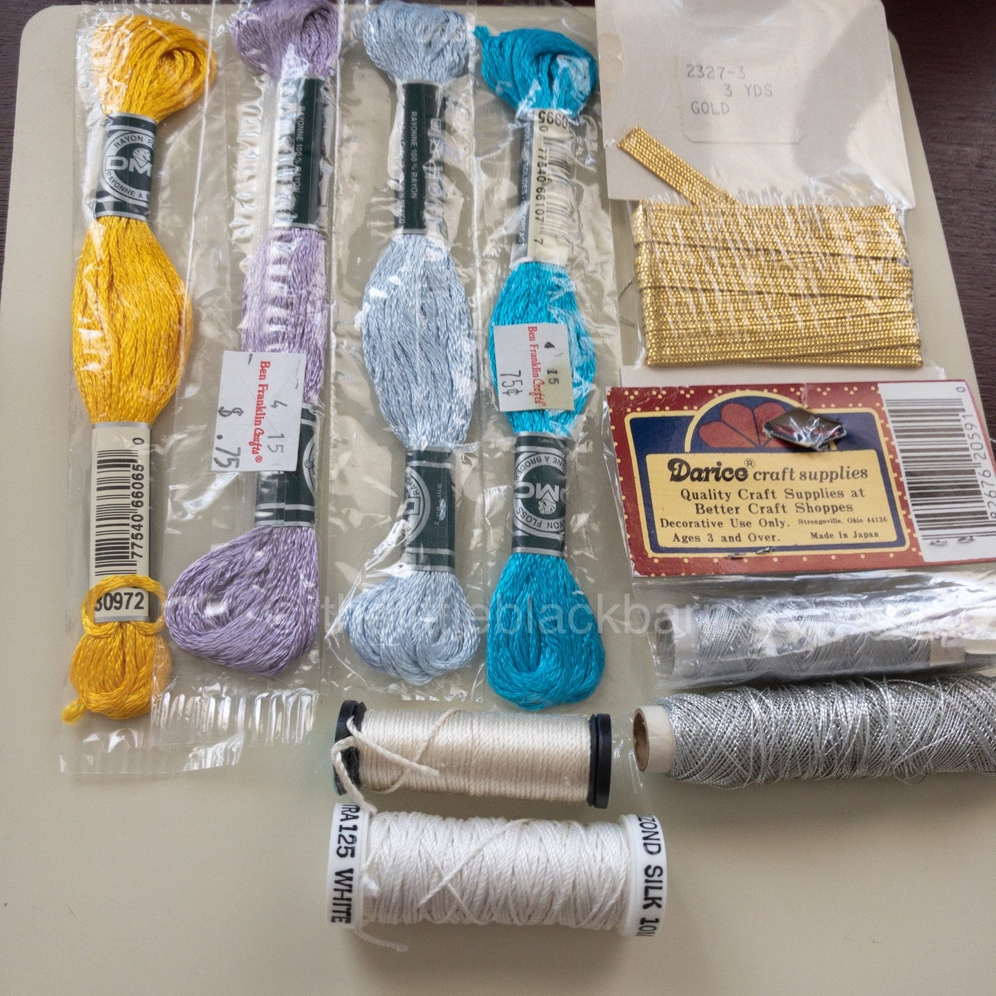 Mixed Lot of Thread, DMC Discontinued Satin Floss* Silver Thread, etc.*
