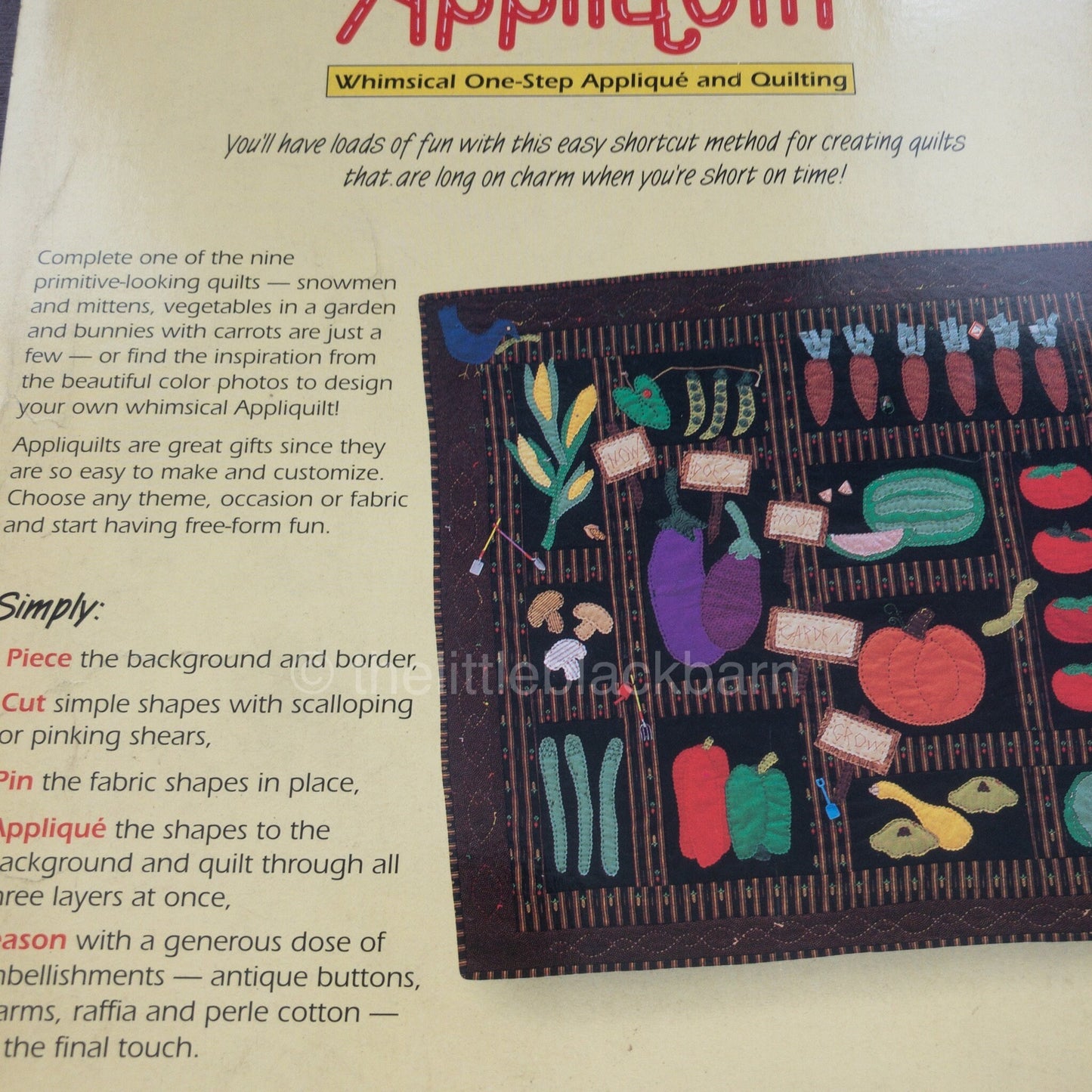 Appliquilt, Whimsical One Step, Vintage 1994, Applique' and Quilting Pattern Book