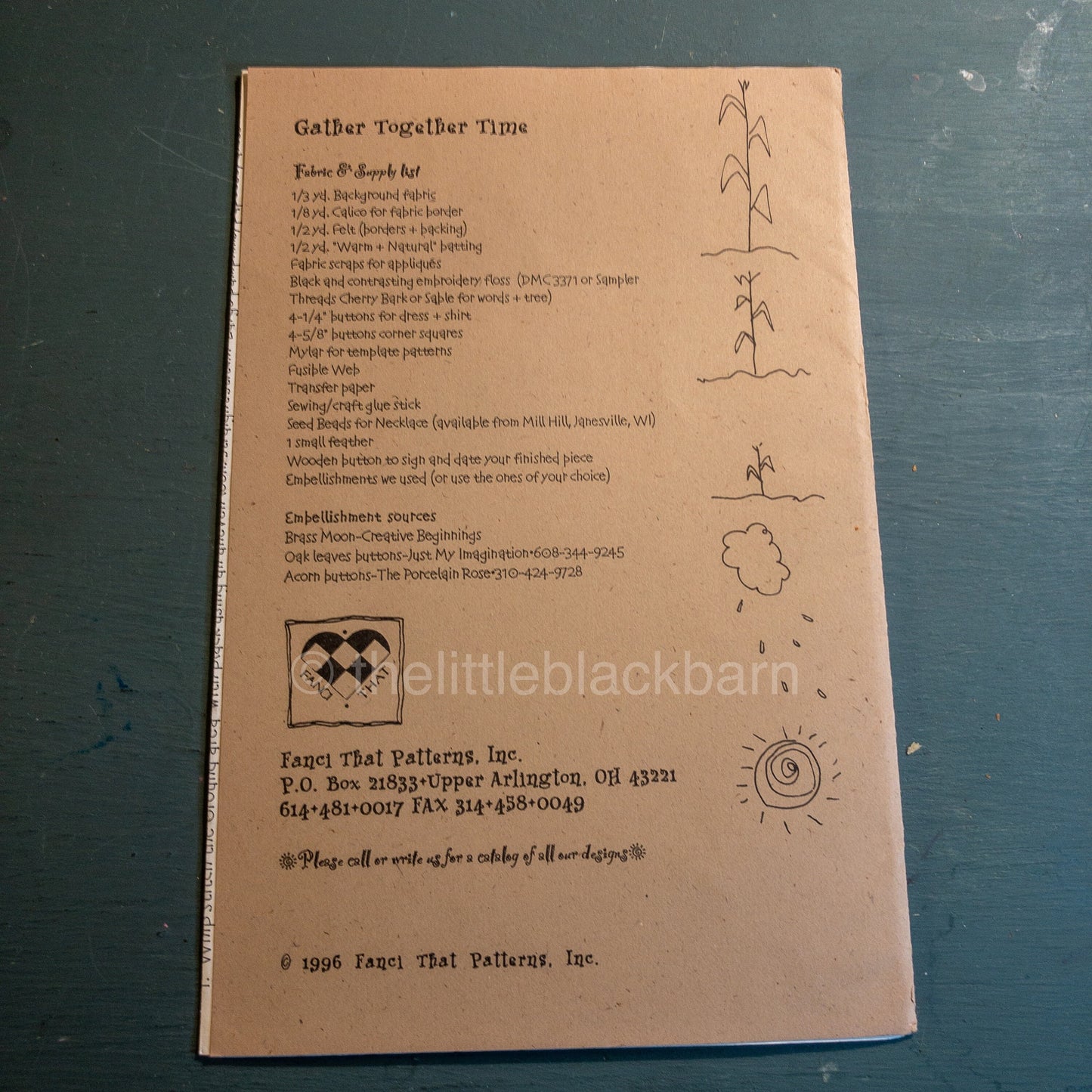 Fanci Stitches, Gather Together Time, Vintage 1996 Embroidery Pattern