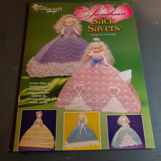 the Needlecraft Shop, Sweetheart Sack Savers & Kitchen Decor, Set Of 2, Vintage 1999, Plastic Canvas Patterns