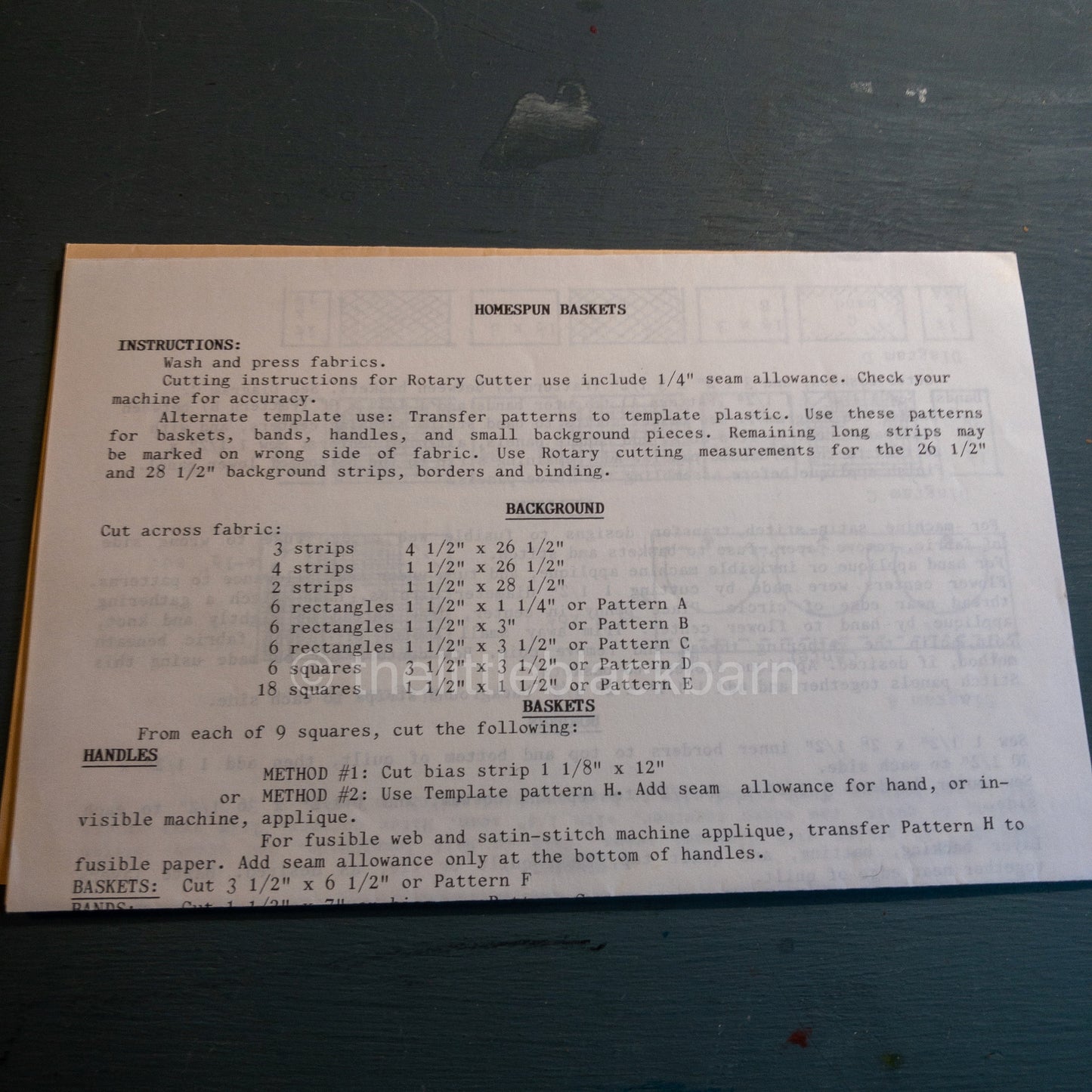 Homespun Baskets Vintage 1993, Quilt Pattern