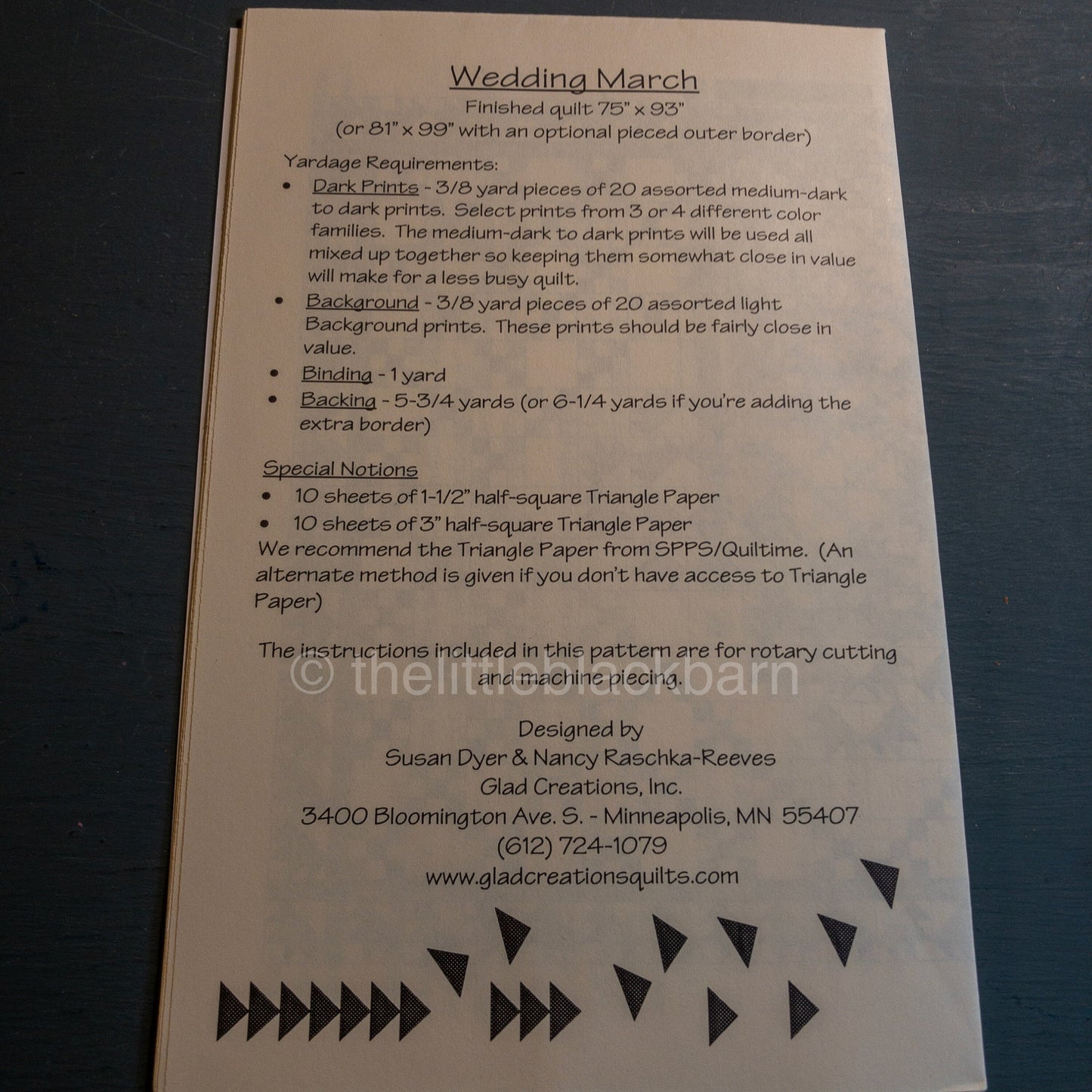 Wedding March, Glad Creations, Quilt Pattern, Finished Size, 75 by 93 Inches