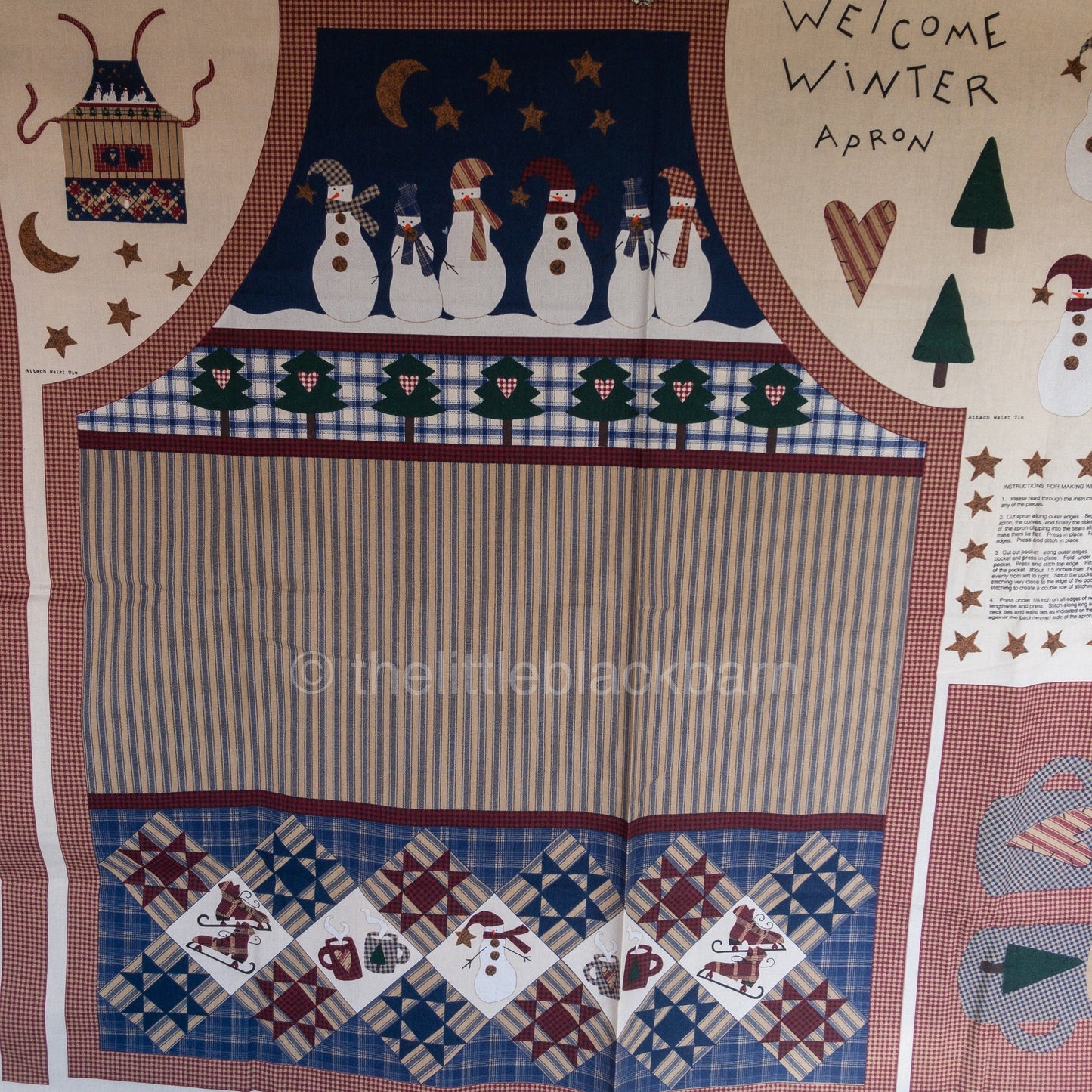 Welcome Winter Snowman Apron Vintage Christmas Fabric Panel