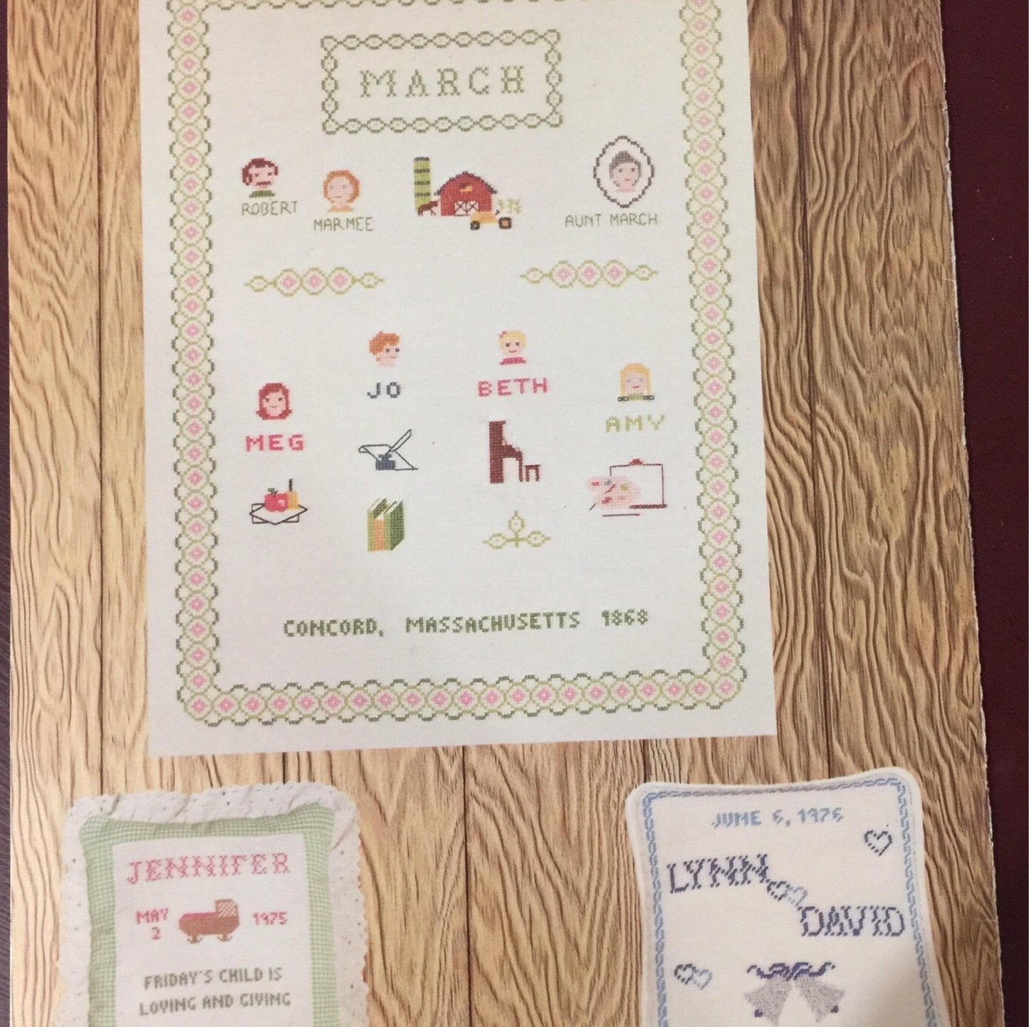 Leisure Arts "Family Heritage Samplers" Vintage 1976, counted cross stitch and needlepoint pattern book leaflet 67