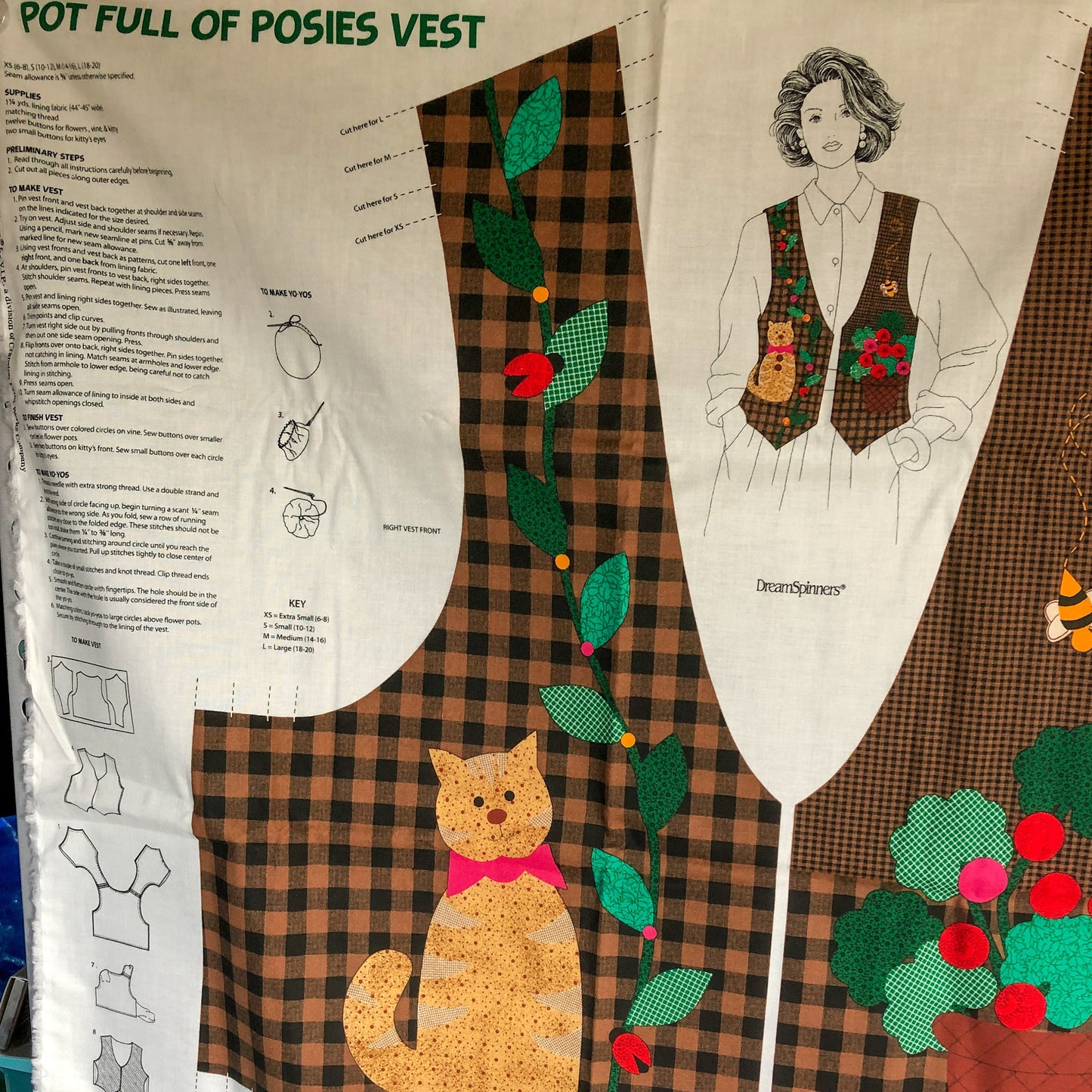 Dreamspinners, Pot Full of Posies, Vest Fabric Panel, See Description*