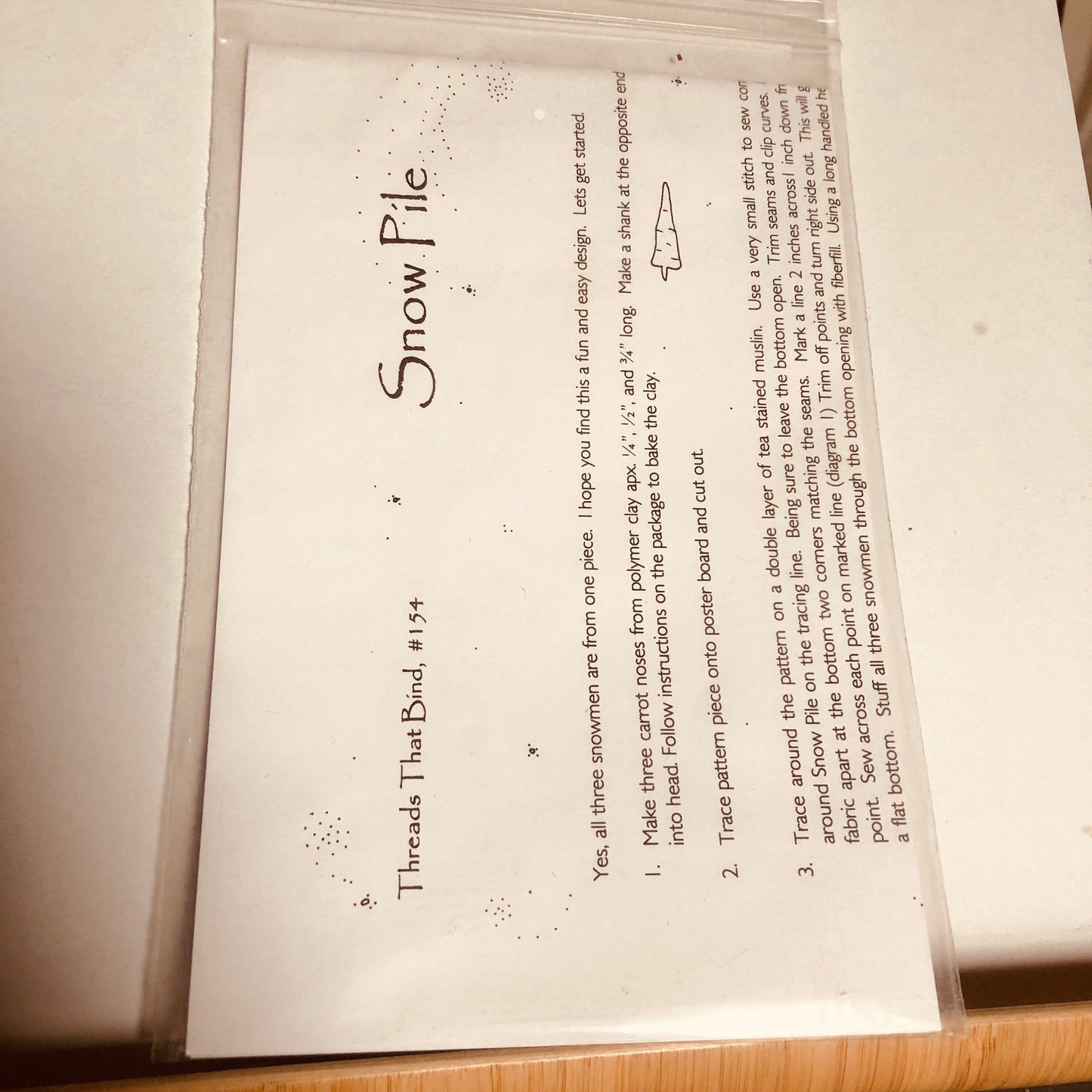 Threads That Bind, Snow Pile, #154, 18 inches,sewing pattern