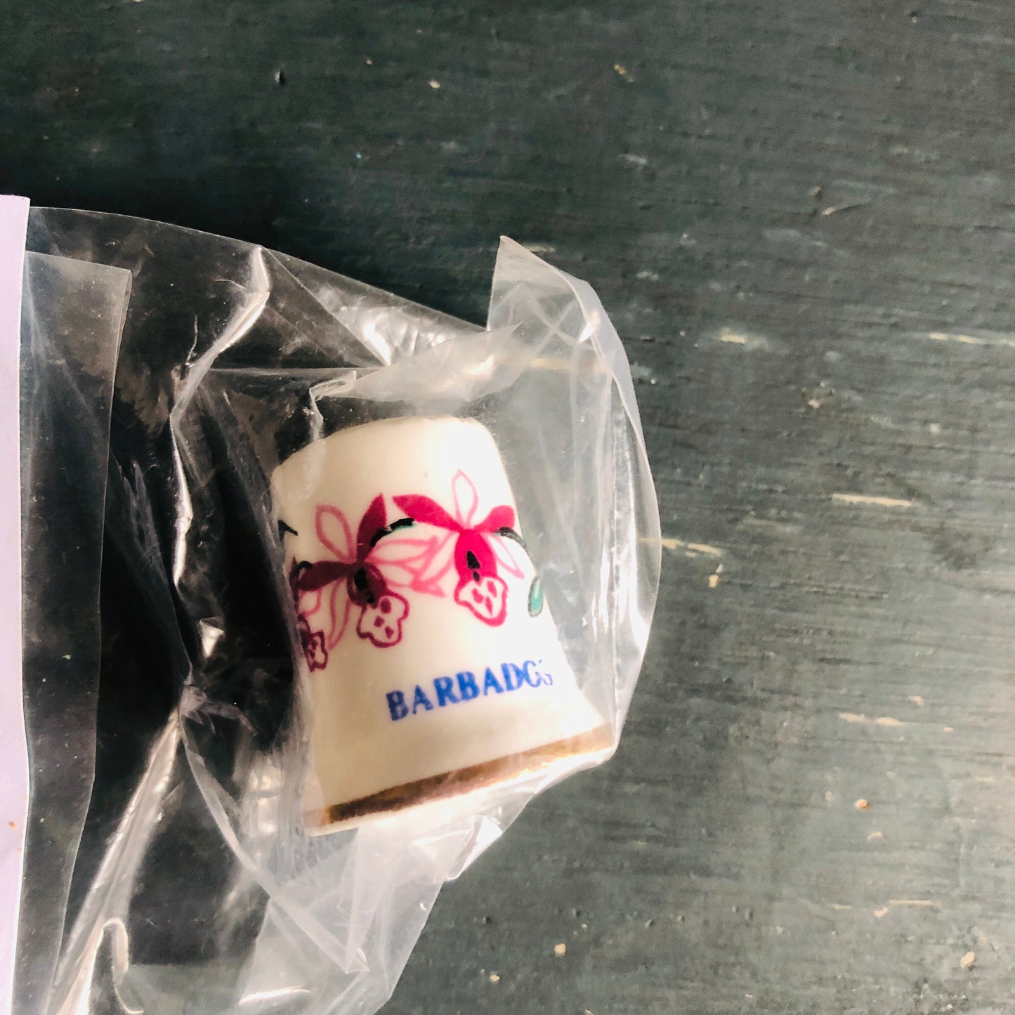 Barbados Thimble Vintage Collectible Porcelain Sewing Thimble