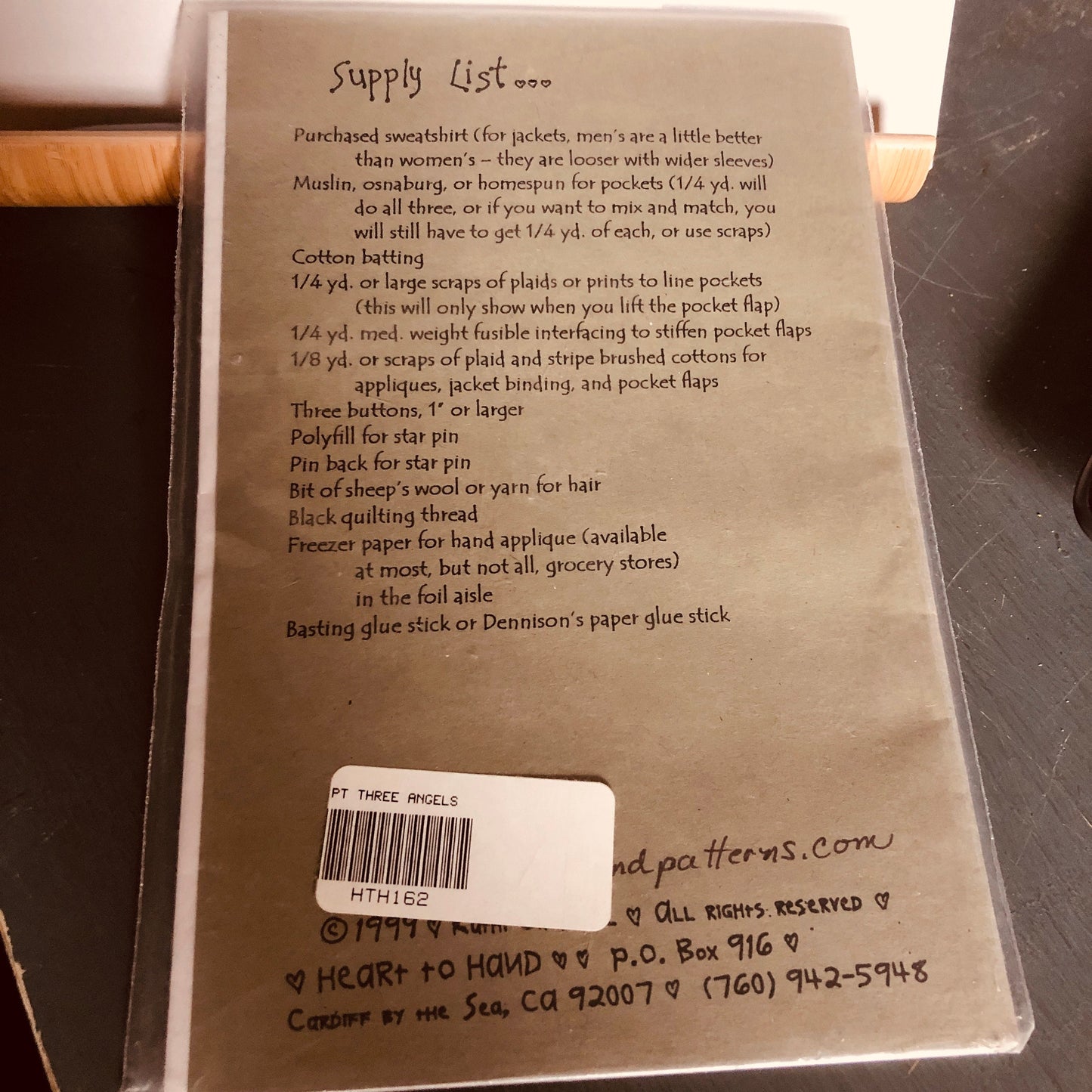 Heart To Hand, Three Angels, #162, Vintage 1999, Applique' Pattern