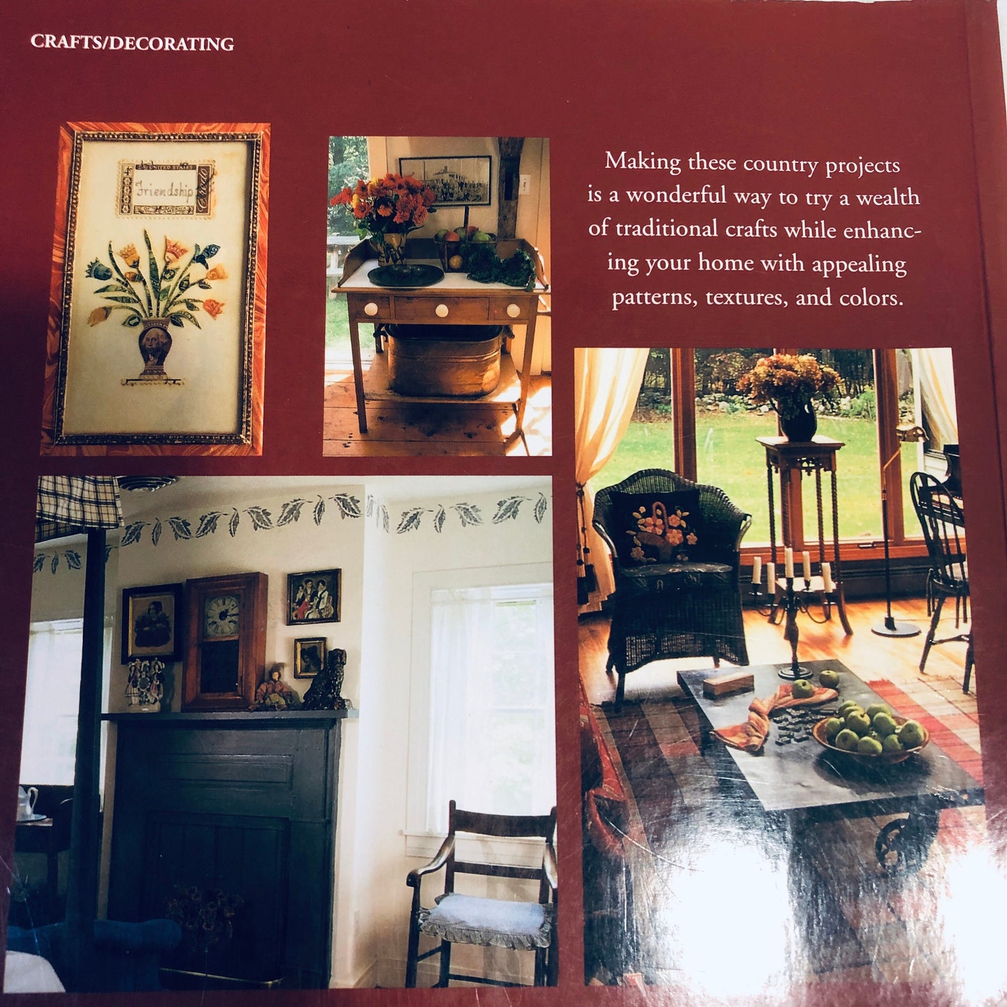 Country Living, Handcrafted Country, Vintage 1997, Softcover Craft Book, Decorative Projects