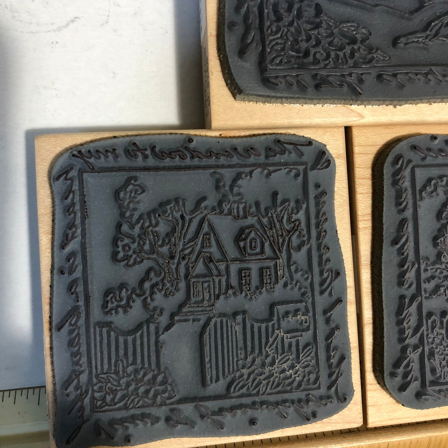 Inspirations, Rubber Stamp Blocks, Set of 3, May Blessings, May Hope Fill the window to my heart, 3 by 3 Inches