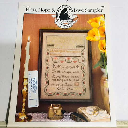 Heartwarming Samplers, Faith, Hope & Love Sampler, Item 03, Vintage 1990, Counted Cross Stitch Chart