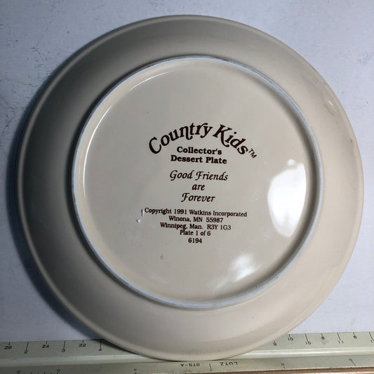 Country Kids, Good Friends Are Forever, Vintage 1991 Collectible Dessert Plate*