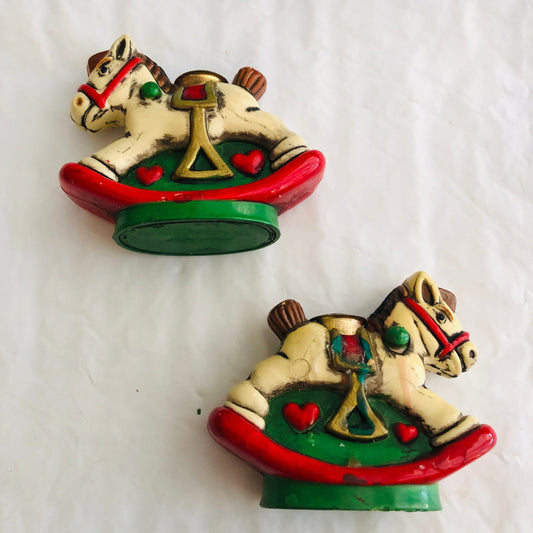Rocking Horse, Set of 2, Mini Candle Holders, Vintage Collectibles