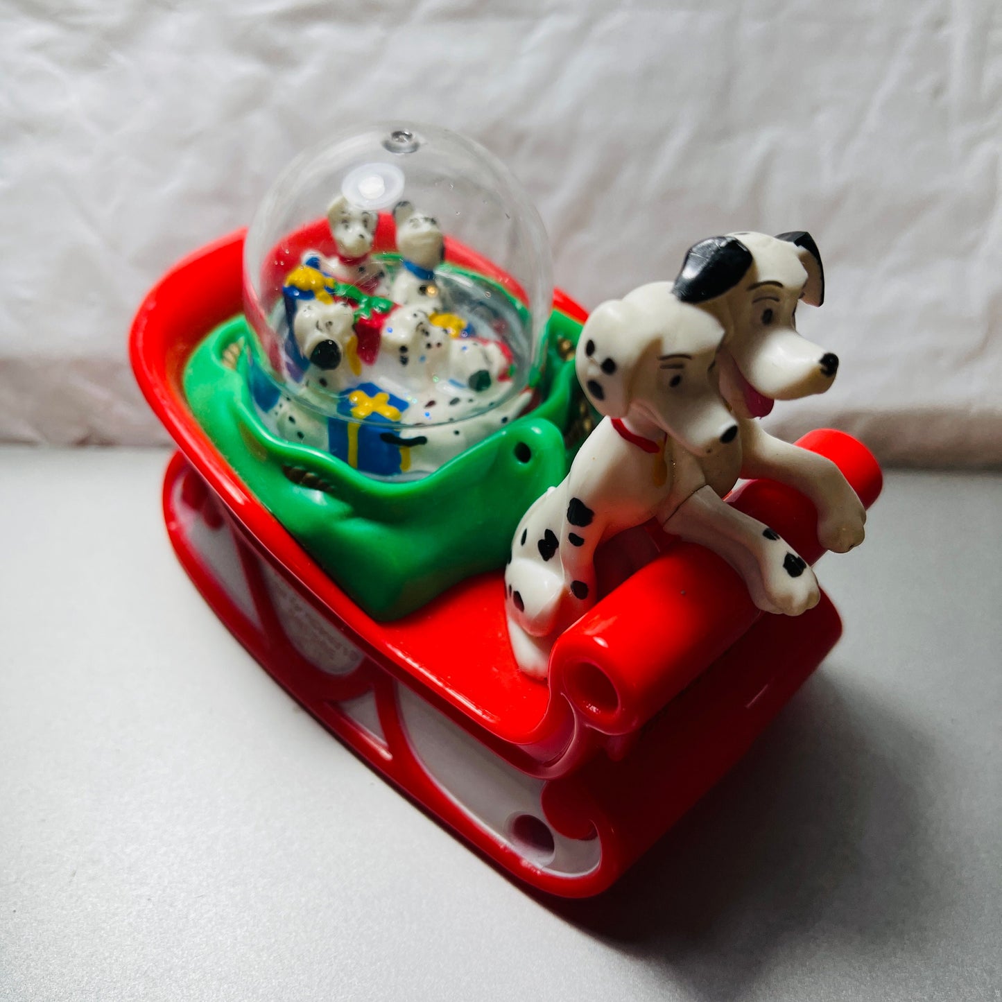 Disney's 101 Dalmations, McDonalds, Toy Snow Globe, Dog Sledding, Dated 1996, Promotional Collectible