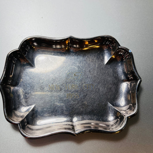 SEI, New York City, Dated 1988, Commemorative, Silvertone, Collectible, Jewelry Dish
