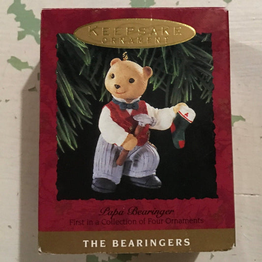 Hallmark, Bearingers, Papa XPR9746, Abearnathy XPR9747, and Bearnadette XPR9748, Vintage 1993, Set of 3, Keepsake Ornaments