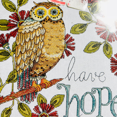 Design Works, Heartfelt, Hppe Owl, Counted Cross Stitch Kit 10 By 10 Inches