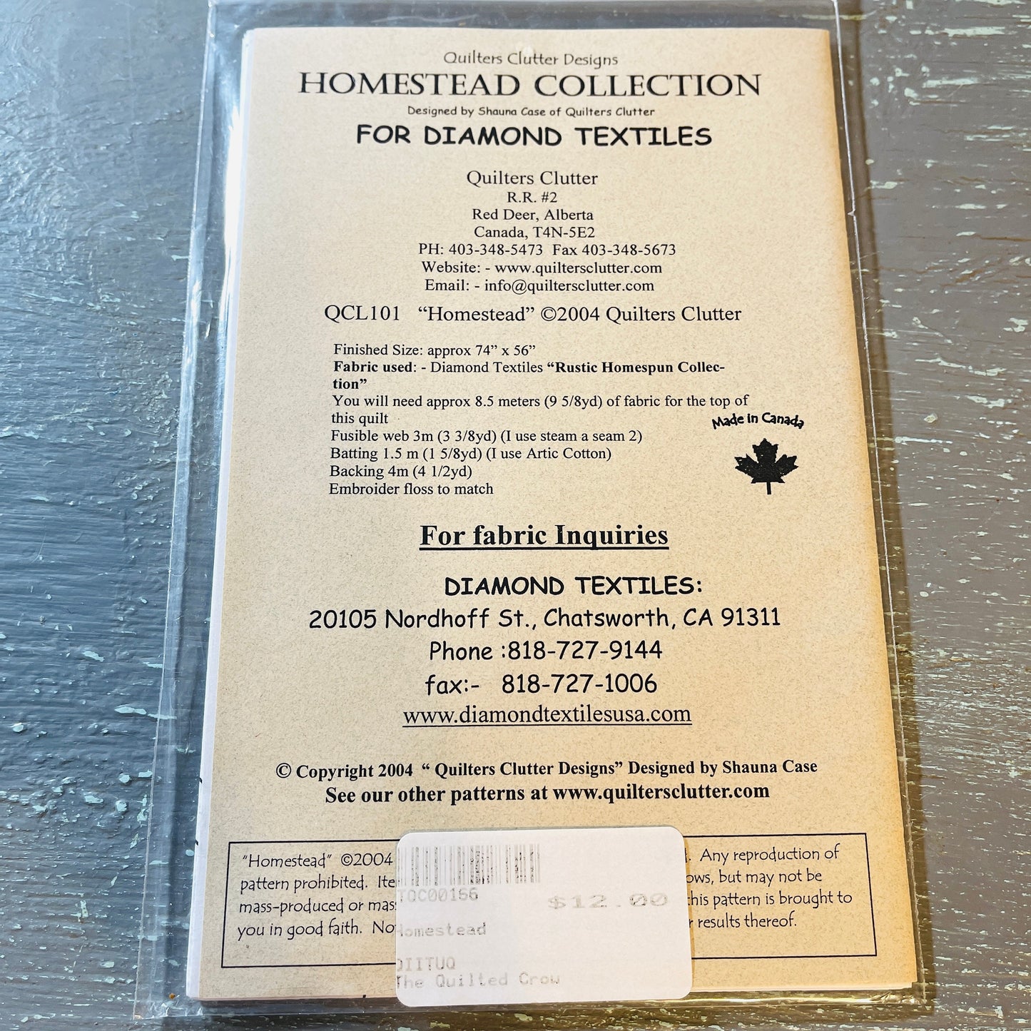 Quilters Clutter, Homestead, QCL101, Quilt Design