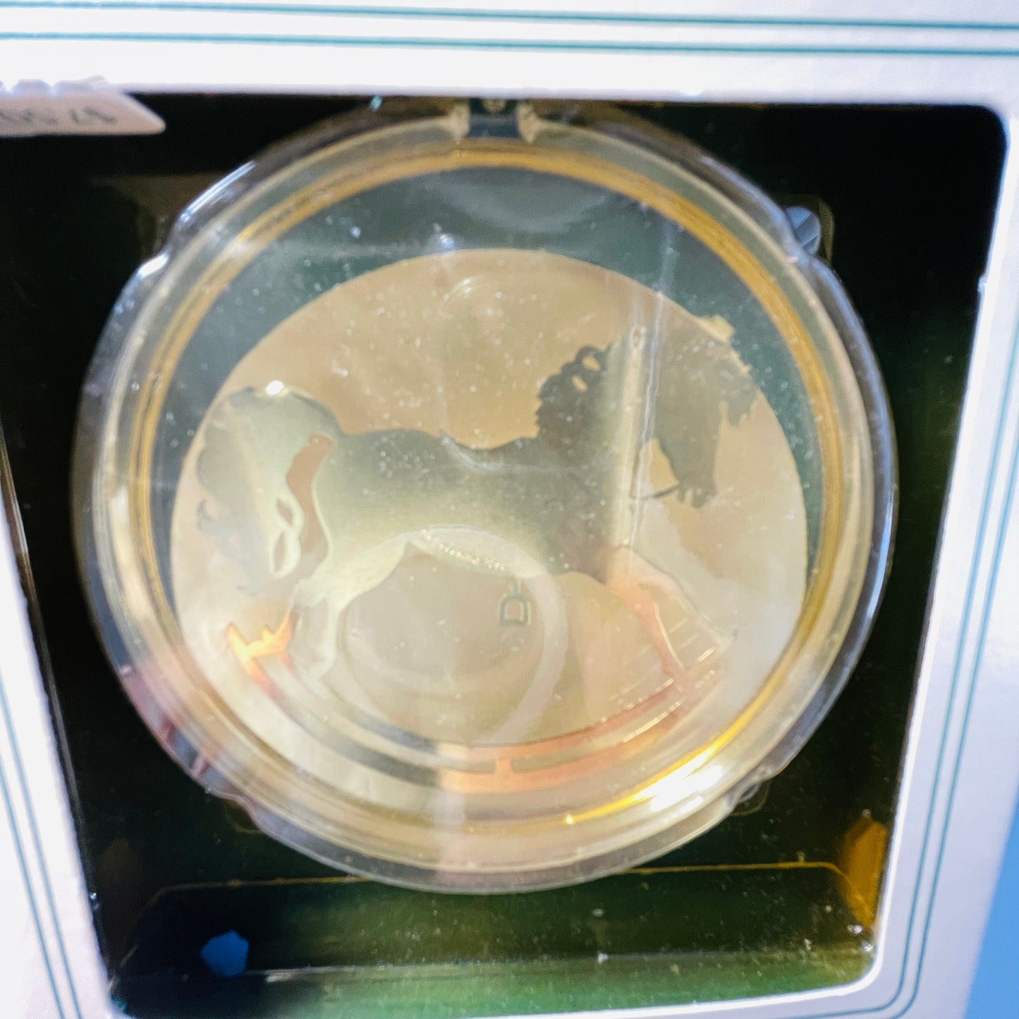 Hallmark, Old Fashioned Rocking Horse, Vintage 1984, Etched Brass and Acrylic, Keepsake Ornament, QX346-4