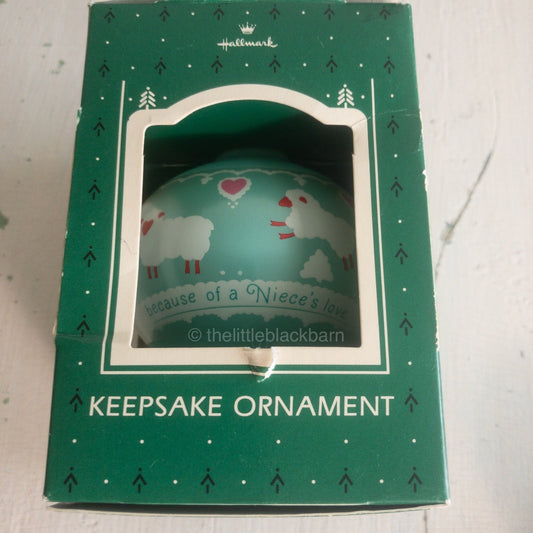 Hallmark, Niece, Teardrop Shape, Vintage 1987,, Keepsake Glass Ornament, QX2759*
