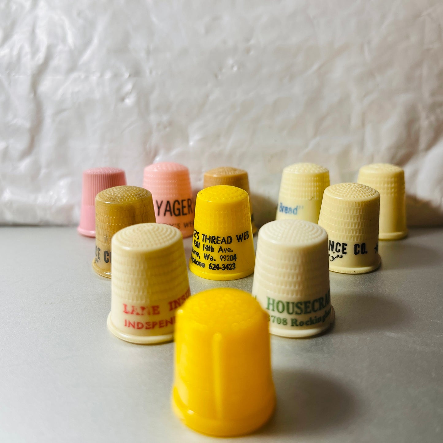 Thimble, Set Of 10 Vintage Plastic Collectible Sewing Notions, See Description*