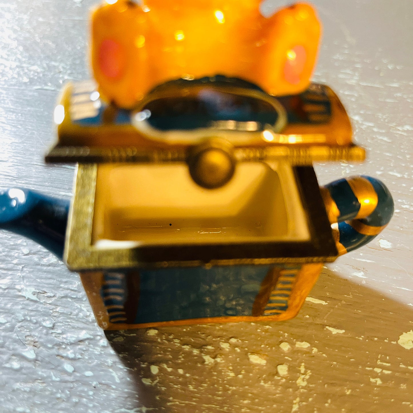 Bear Wearing a Party Hat, Sitting On a Treasure Chest Teapot, January, Vintage Ring/Trinket Box