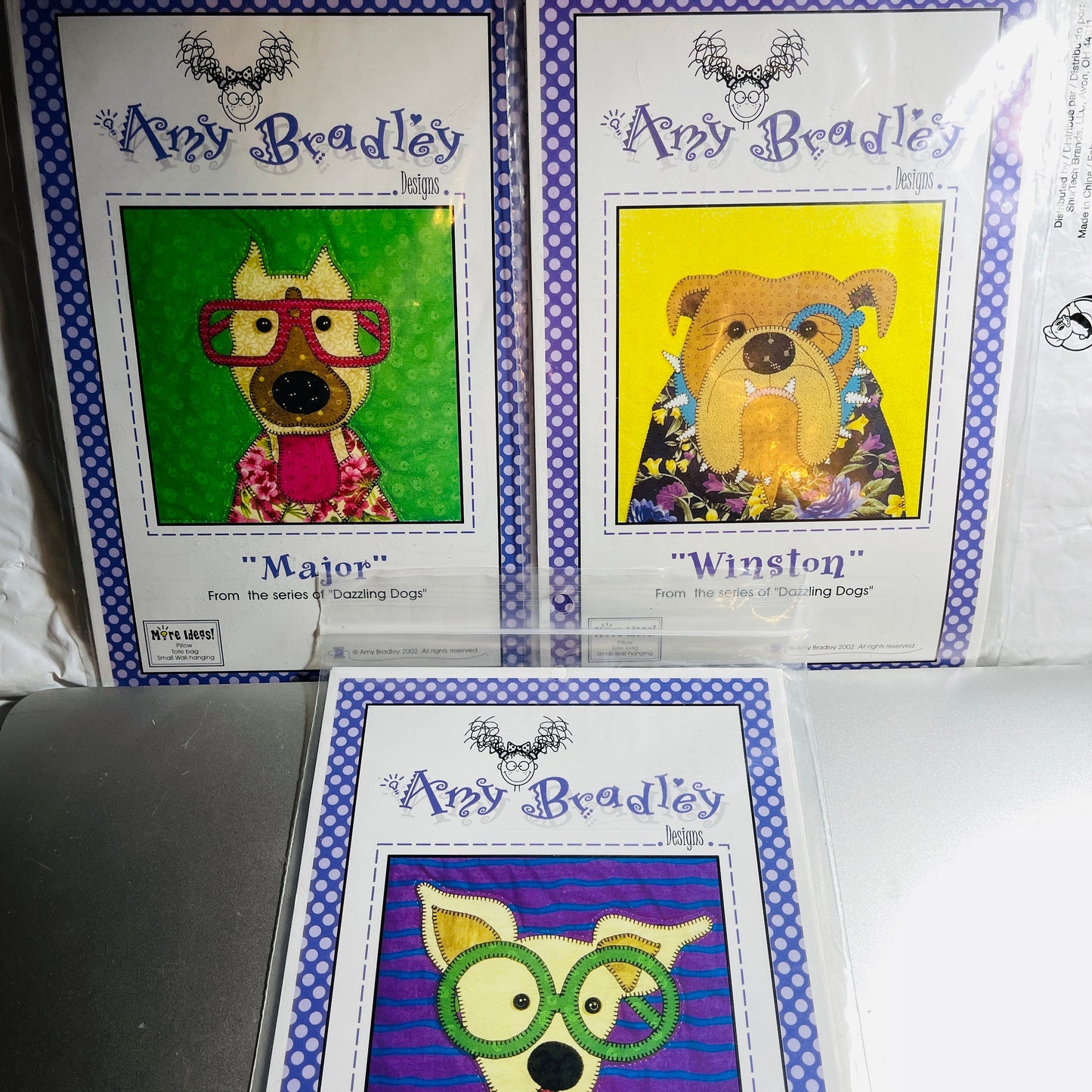 Amy Bradley, Dazzling Dogs Series, Choice of Major, Winton, or T.C., Quilting Design Block Patterns