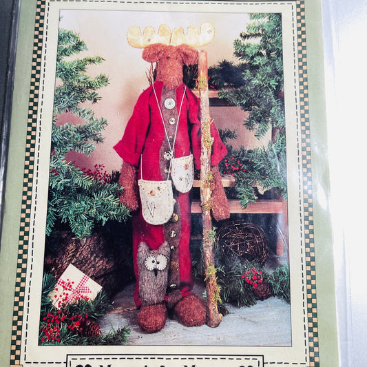 Vanilla House, Mountain Moose, 28 Inches with Owl friend, Vintage 1997, Sewing Design Pattern