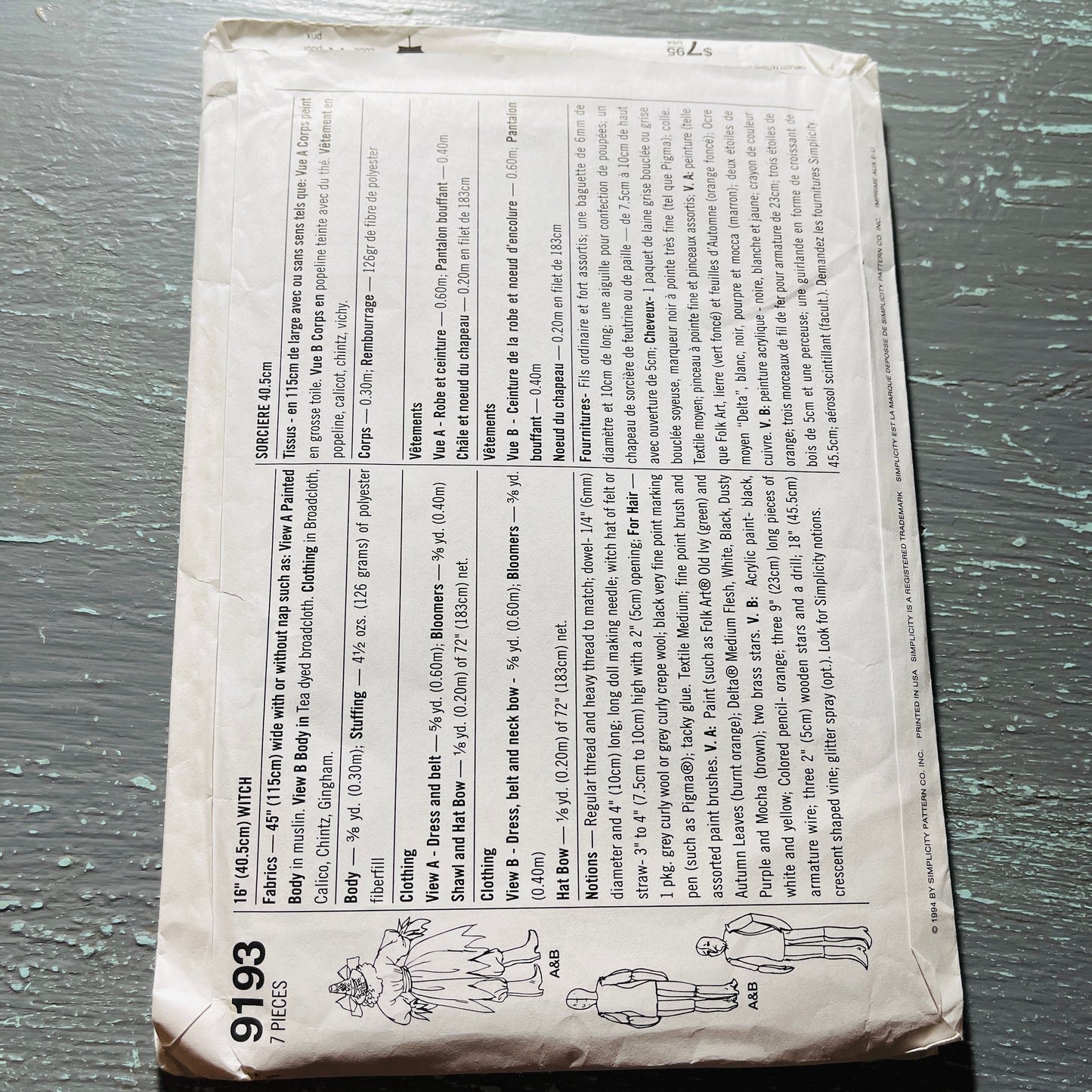 Simplicity 9193, Witches, Halloween, Vintage 1994, Sewing Patterns Pack