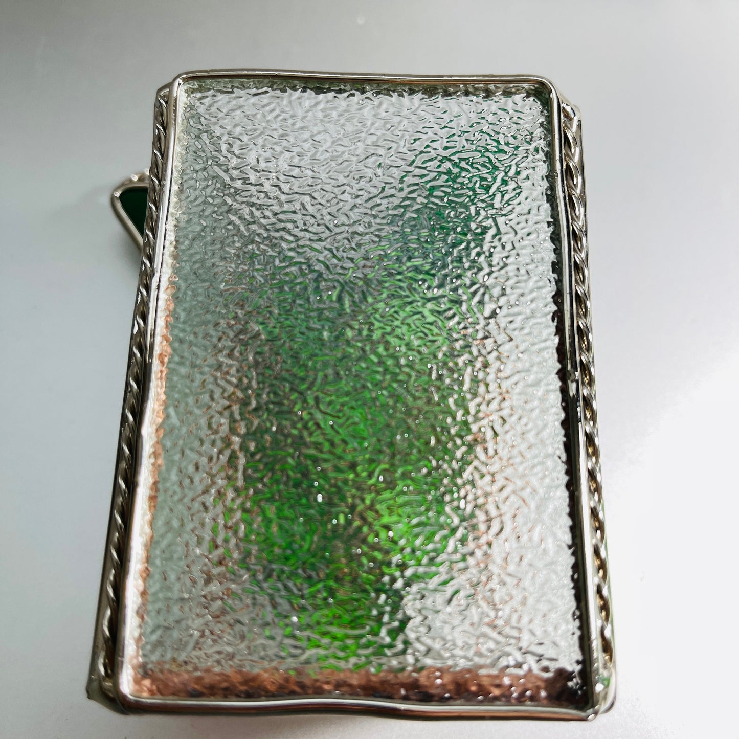 Pretty Stained Glass, Bunch Of Green Grapes with Leaves, On Pencil Holder, Vintage Collectible