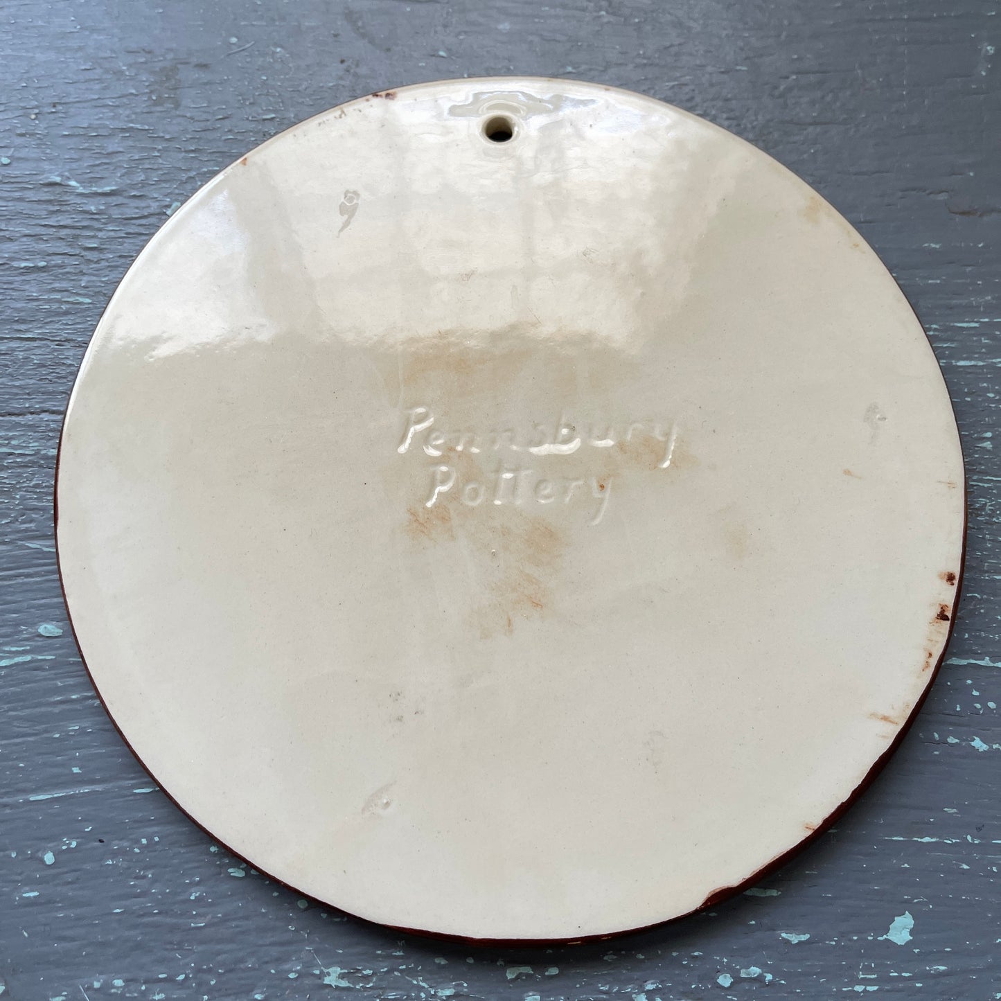 Pennsbury Pottery, Fresh Pie For the Family, Round Ceramic Trivet Style Vintage Decorative Wall Hanging