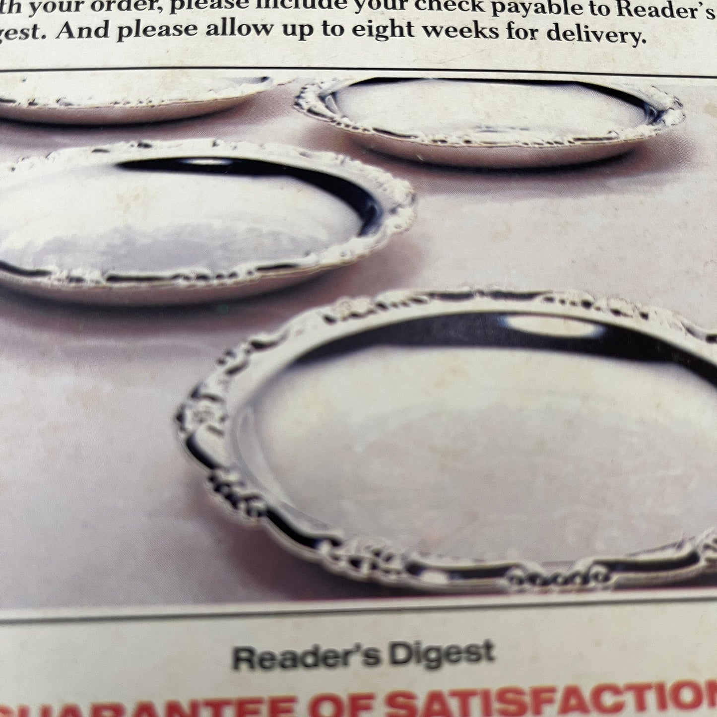 Readers Digest, Set Of 2, Silver Plated Coasters, Vintage, Advertising, Collectibles