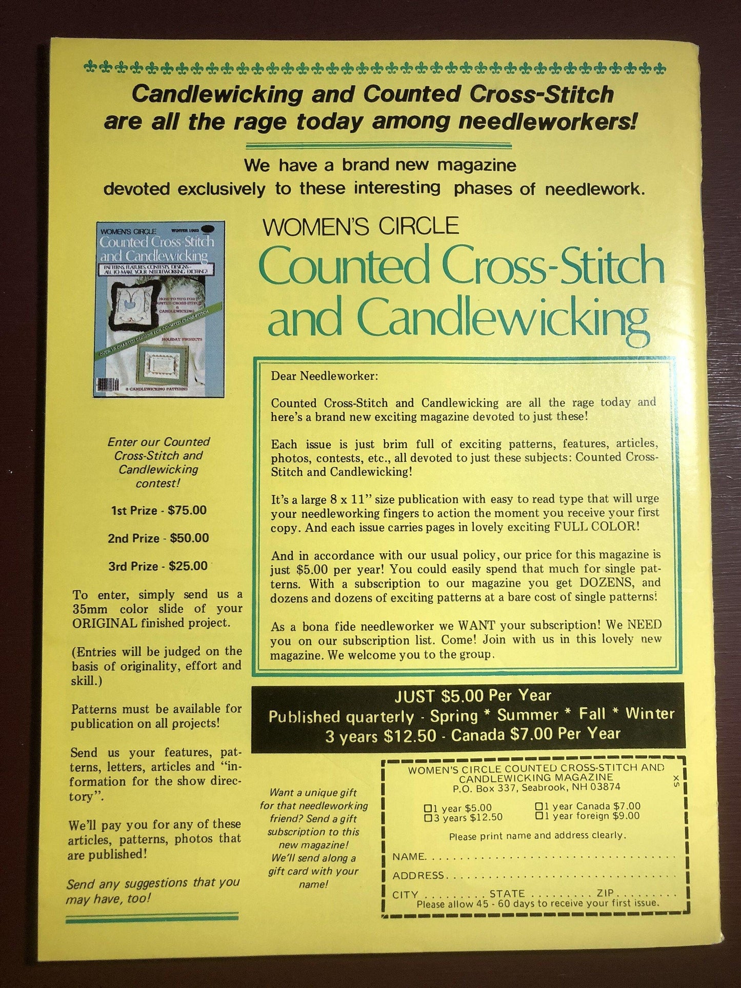 Women's Circle, Summer, Vintage 1984, Counted Cross Stitch and Candle Wicking, Magazine